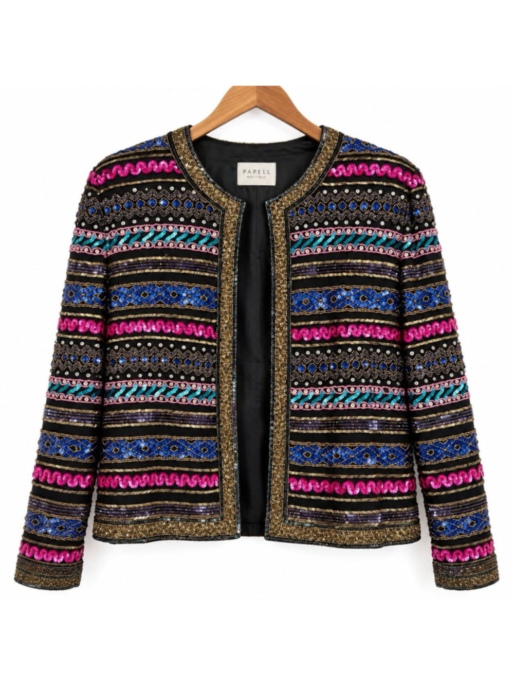 VTG Adrianna Papell Evening 100% Silk Ornate Sequin Beaded Sparkle Jacket L